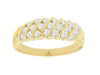 WIDE .75CT DIAMOND 14KT YELLOW GOLD 3D 3 ROW CHANNEL DIAGONAL ANNIVERSARY RING