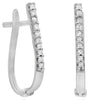 .09CT DIAMOND 14KT WHITE GOLD ROUND CLASSIC OVAL LEVERBACK FUN HANGING EARRINGS