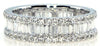 WIDE 2.69CT DIAMOND 18KT WHITE GOLD 3D ROUND & BAGUETTE 3 ROW ANNIVERSARY RING