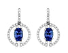 1.35CT DIAMOND & AAA TANZANITE 14K WHITE GOLD 3D CIRCLE OF LIFE HANGING EARRINGS