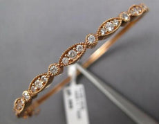 1.3CT DIAMOND 14K ROSE GOLD ROUND & MARQUISE SHAPE SEMI ETERNITY BANGLE BRACELET