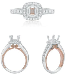 .47CT DIAMOND 14KT WHITE & ROSE GOLD 3D ROUND 4 PRONG SEMI MOUNT ENGAGEMENT RING