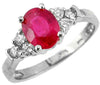 ESTATE 1.57CT DIAMOND & AAA RUBY 14KT WHITE GOLD 3D OVAL & ROUND FRIENDSHIP RING