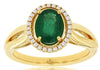 1.2CT DIAMOND & AAA EMERALD 14KT YELLOW GOLD OVAL & ROUND HALO ENGAGEMENT RING
