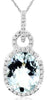 2.12CT DIAMOND & AAA AQUAMARINE 14KT WHITE GOLD OVAL LOVE KNOT FLOATING PENDANT