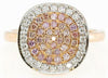 .59CT WHITE & PINK DIAMOND 18KT ROSE GOLD CLUSTER ROUND SQUARE FILIGREE FUN RING
