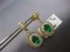 2.06CT DIAMOND & AAA EMERALD 18KT 2 TONE GOLD OVAL & ROUND HALO HANGING EARRINGS