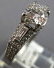 ESTATE 2.41CT DIAMOND 18KT WHITE GOLD ROUND & BAGUETTE FILIGREE ENGAGEMENT RING