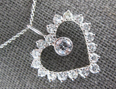 1.38CT DIAMOND 14KT WHITE GOLD SOLITAIRE OPEN HEART LOVE FLOATING PENDANT #27290