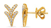 ESTATE .25CT DIAMOND 14KT YELLOW GOLD 3D CLASSIC DOUBLE V FUN STUD EARRINGS