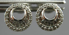 ESTATE .21CT DIAMOND 14KT WHITE GOLD ROUND & BAGUETTE CIRCULAR FUN STUD EARRINGS