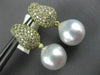 LARGE 2.58CT DIAMOND & AAA SOUTH SEA PEARL 18KT YELLOW GOLD 3D HANGING EARRINGS