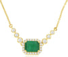 1.25CT DIAMOND & AAA EMERALD 14KT YELLOW GOLD SQUARE HALO OCTAGON LOVE NECKLACE