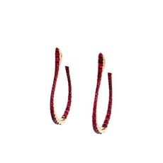 ESTATE 1.14CT AAA RUBY 18KT ROSE GOLD 3D OVAL INSIDE OUT HOOP HANGING EARRINGS