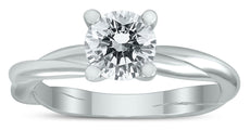 1.0CT DIAMOND 14KT WHITE GOLD ROUND SOLITAIRE CRISS CROSS LOVE ENGAGEMENT RING