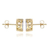 2.01CT DIAMOND 14KT 2 TONE GOLD 3D SOLITAIRE HALO FLOWER FILIGREE STUD EARRINGS