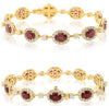 12.86CT DIAMOND & AAA RUBY 18KT YELLOW GOLD 3D OVAL & ROUND LOVE TENNIS BRACELET