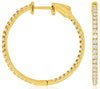 ESTATE 1CT DIAMOND 14KT YELLOW GOLD 3D CLASSIC INSIDE OUT HOOP HANGING EARRINGS