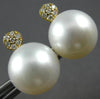 LARGE .10CT DIAMOND & AAA SOUTH SEA PEARL 18K YELLOW GOLD CLASSIC STUD EARRINGS