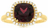2.93CT DIAMOND & AAA GARNET 14K YELLOW GOLD 3D CUSHION & ROUND FILIGREE FUN RING