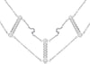 ESTATE 1.36CT DIAMOND 14KT WHITE GOLD MULTI BAR BY THE YARD DOUBLE LOVE NECKLACE