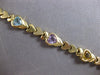 ESTATE WIDE 6CT AAA MULTI GEM 14KT YELLOW GOLD 3D MULTI HEART LOVE BRACELET