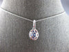 1.28CT DIAMOND & AAA CEYLON SAPPHIRE 14KT WHITE GOLD OVAL HALO FLOATING PENDANT