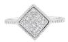 .20CT DIAMOND 14KT WHITE GOLD 3D ROUND CLASSIC PAVE SQUARE GEOMTERICAL FUN RING