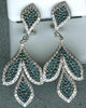 LARGE 3.51CT WHITE & BLUE DIAMOND 18KT WHITE GOLD 3D MULTI LEAF HANGING EARRINGS