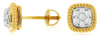 .20CT DIAMOND 14KT 2 TONE GOLD ROUND CLUSTER SQUARE FILIGREE SCREWBACK EARRINGS