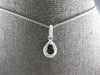 ESTATE .68CT DIAMOND & AAA SAPPHIRE 14K WHITE GOLD 3D TEAR DROP FLOATING PENDANT