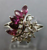 .52CT DIAMOND AND AAA RUBY 14KT WHITE GOLD 3D ROUND AND MARQUISE FLOWER FUN RING