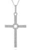ESTATE .25CT DIAMOND 14KT WHITE GOLD 2 ROW CLASSIC SQUARE CROSS FLOATING PENDANT