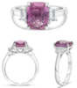 LARGE 4.12CT DIAMOND & AAA PINK SAPPHIRE PLATINUM 3D CUSHION & TRAPEZOID RING