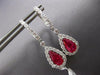 LARGE 4.78CT DIAMOND AAA RUBY 14KTWHITE GOLD PEAR SHAPE HUGGIE HANGING EARRINGS