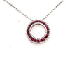 1.45CT DIAMOND & AAA RUBY 18K WHITE GOLD CHANNEL CIRCLE OF LIFE FLOATING PENDANT