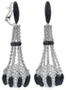 EXTRA LARGE 9.60CT WHITE & BLACK DIAMOND 18KT WHITE GOLD 3D MULTI ROW EARRINGS