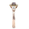 .98CT WHITE PINK & FANCY YELLOW DIAMOND 18K ROSE GOLD 3D CUSHION ENGAGEMENT RING