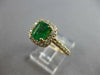 ESTATE 1.75CT DIAMOND & AAA EMERALD 14KT YELLOW GOLD SQUARE HALO ENGAGEMENT RING