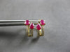 1.03CT DIAMOND & AAA RUBY 14KT YELLOW GOLD 3D PEAR SHAPE & ROUND HUGGIE EARRINGS