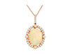 3.38CT DIAMOND & AAA OPAL 14KT ROSE GOLD 3D OVAL & ROUND HALO FLOATING PENDANT