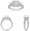 .63CT DIAMOND 14KT WHITE GOLD ROUND SQUARE 3 STONE 4 PRONG FILIGREE CLASSIC RING