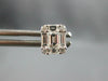 ESTATE .64CT DIAMOND 18KT WHITE GOLD 3D ROUND & BAGUETTE CLUSTER SQUARE EARRINGS