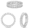 ESTATE LARGE 3.41CT DIAMOND PLATINUM EMERALD CUT LUCIDA WEDDING ANNIVERSARY RING
