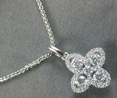 .42CT DIAMOND 18KT WHITE GOLD CLASSIC 4 LEAF CLOVER FLOWER LOVE FLOATING PENDANT