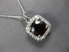2.58CT DIAMOND & AAA GARNET 14K WHITE GOLD 3D ROUND HALO SQUARE FLOATING PENDANT