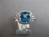 2CT DIAMOND & AAA BLUE TOPAZ 14K WHITE GOLD HALO CUSHION & ROUND ENGAGEMENT RING