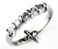 .50CT DIAMOND 14KT WHITE GOLD ROUND 3D 5 STONE CHANNEL WEDDING ANNIVERSARY RING