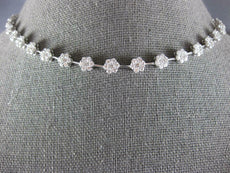 3.79CT DIAMOND 18K WHITE GOLD 3D MULTI FLOWER SEMI ETERNITY LOVE TENNIS NECKLACE