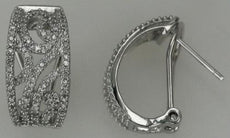 WIDE .57CT DIAMOND 14KT WHITE GOLD 3D SEMI CIRCULAR FILIGREE CLIP ON EARRINGS